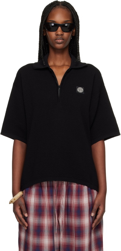Photo: Stone Island Black 5100021 Light Raw Hand Organic Cotton Polo