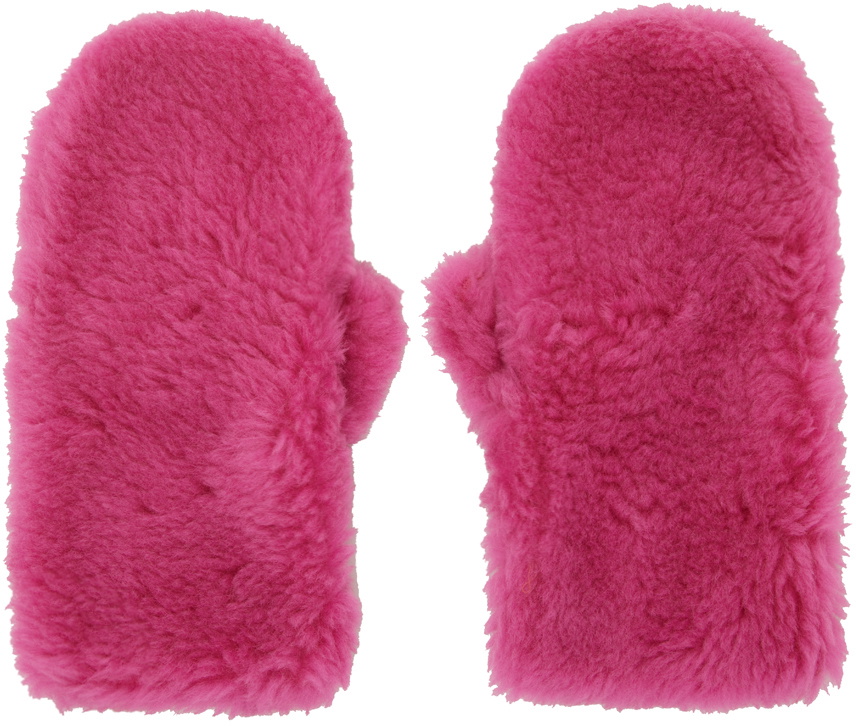 Yves Salomon - Meteo Pink Shearling Mittens