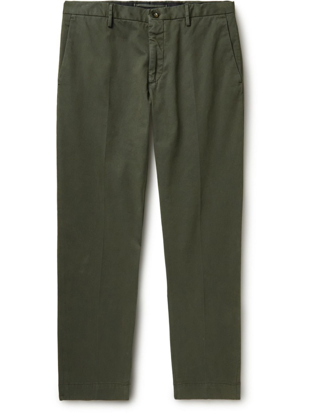 Photo: Incotex - Slim-Fit Wool-Twill Chinos - Green