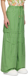 Marni Green Striped Hybrid Cargo Pants