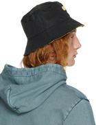 GCDS Black Polyester Reversible Bucket Hat