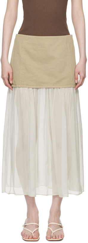 Photo: Paloma Wool Beige & Off-White Saura Midi Skirt