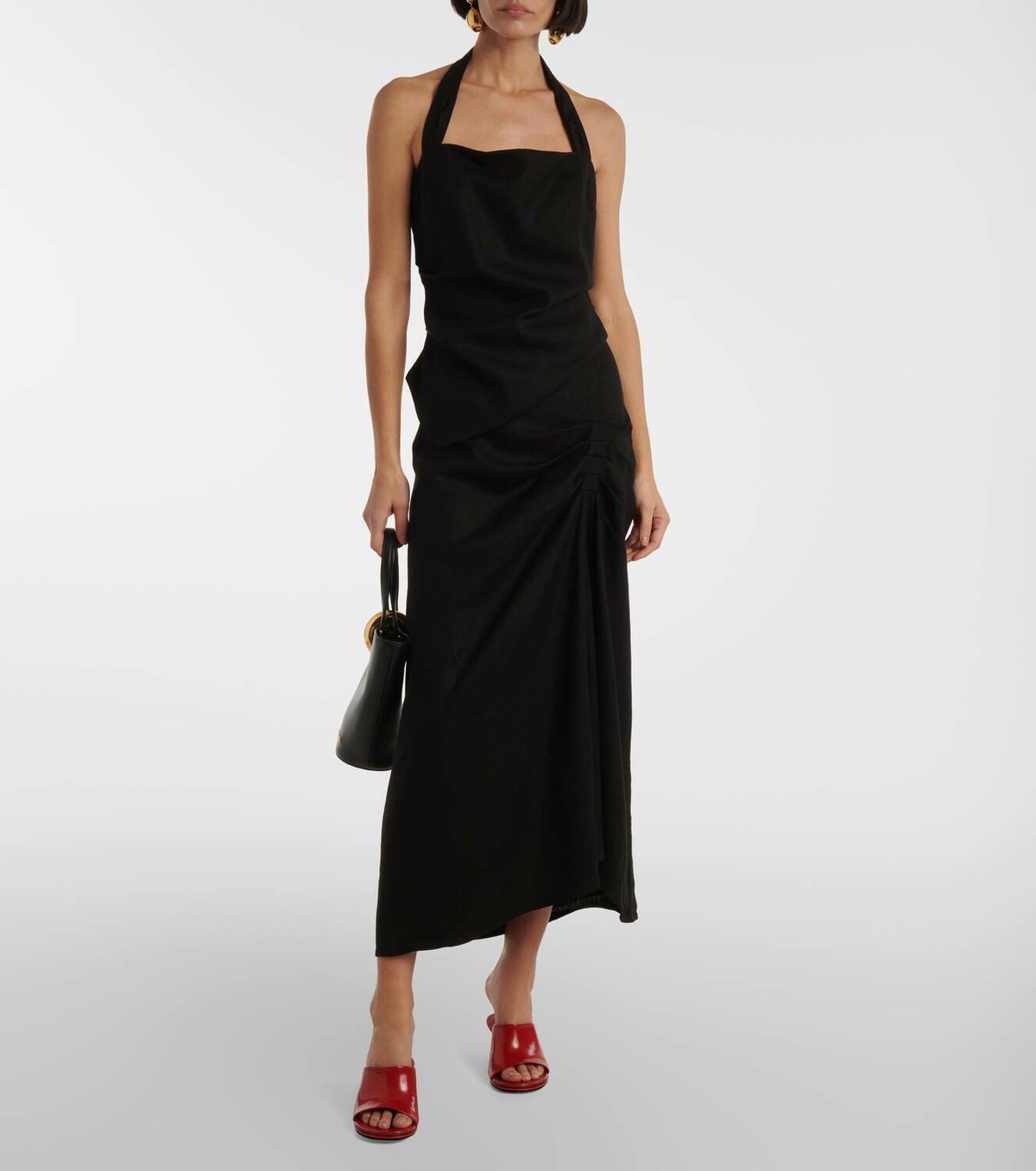 chinese dress ladies Eleni Linen-Blend Midi Dress