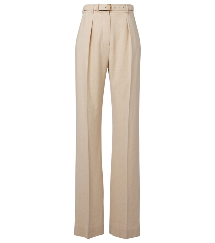 Photo: Loro Piana Belted linen and wool straight pants