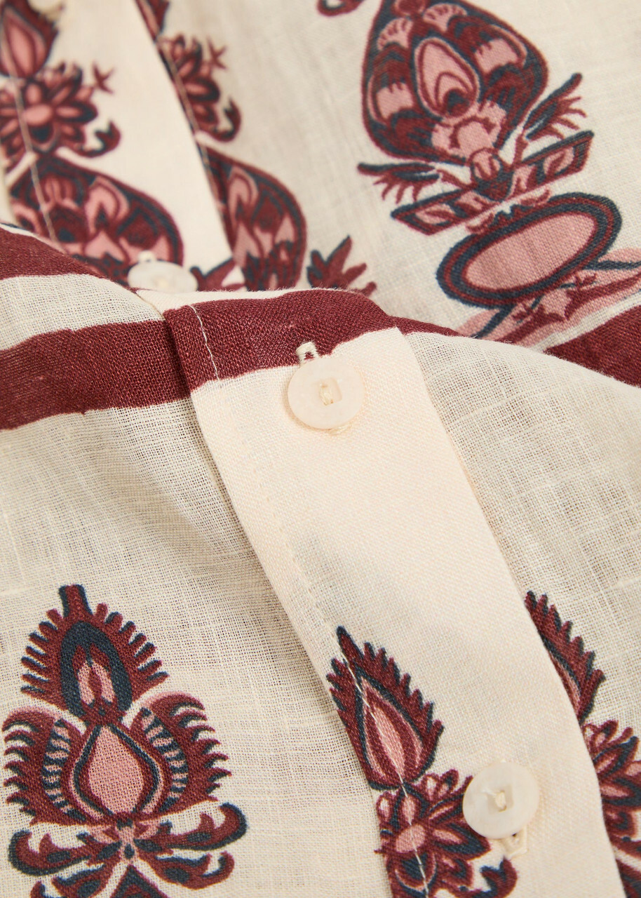 Johanna Ortiz La Creciente Printed Linen Shirt Ecru