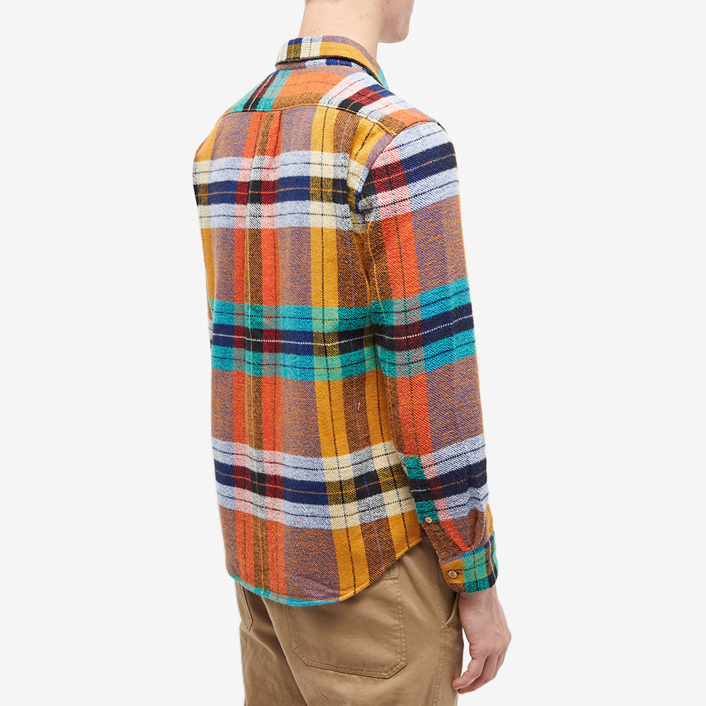 Portuguese Flannel Men's Mitt Blanket Check Overshirt in Orange