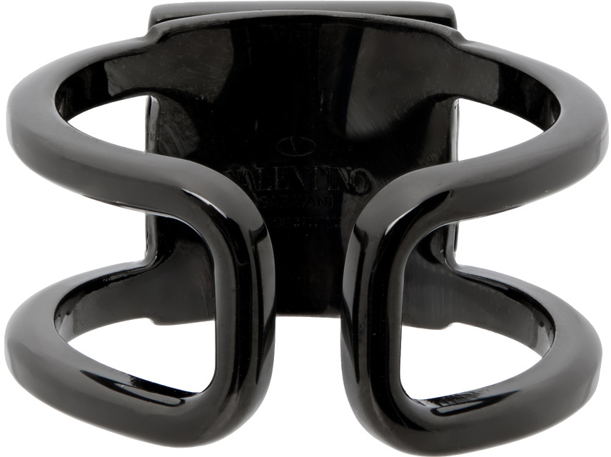 Valentino Garavani Black Ruthenium Rockstud Ring