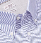 Brunello Cucinelli - Slim-Fit Button-Down Collar Striped Cotton-Poplin Shirt - Blue