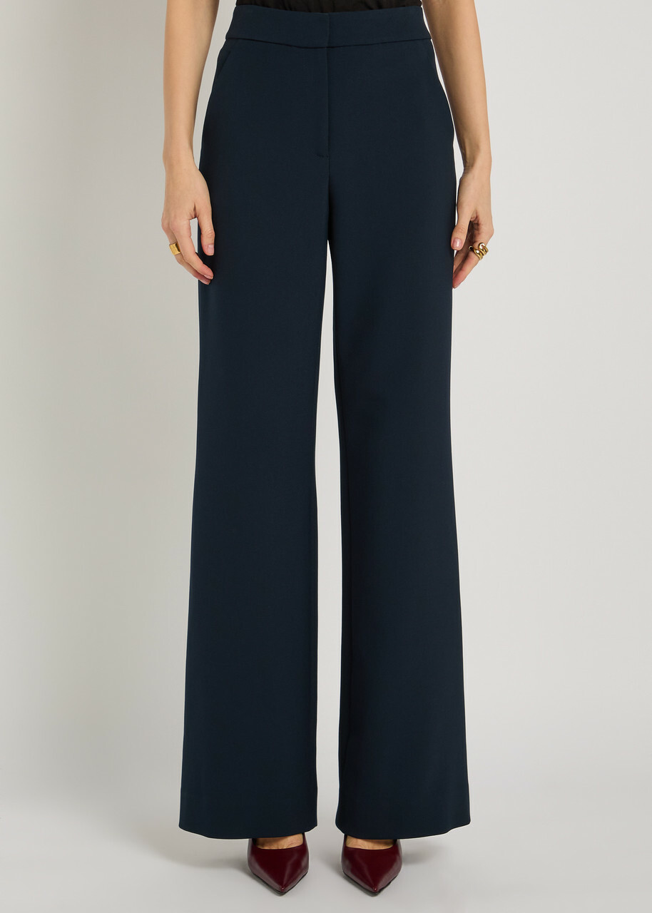 Veronica Beard Tonelli Straight-leg Woven Trousers Navy