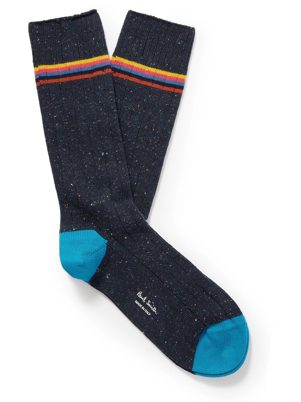 Photo: Paul Smith - Ulysee Ribbed Striped Cotton-Blend Socks