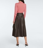 Vince - Belted leather midi skirt