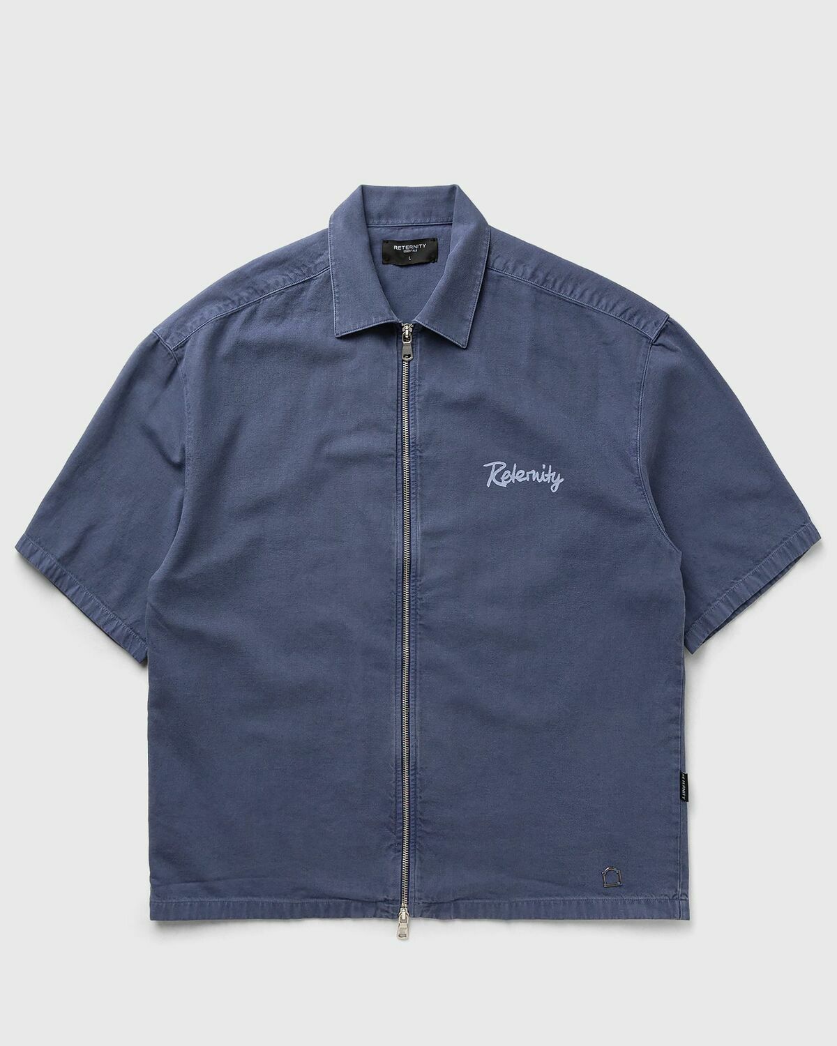 Reternity LUMÉVO CANVAS ZIP SHIRT Blue Mens Shortsleefe