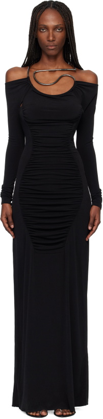 Photo: Coperni Black Cut-Out C-Logo Maxi Dress