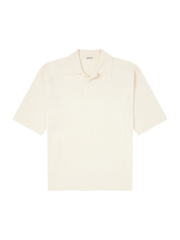 Photo: Auralee - Knitted Silk Polo Shirt - Neutrals