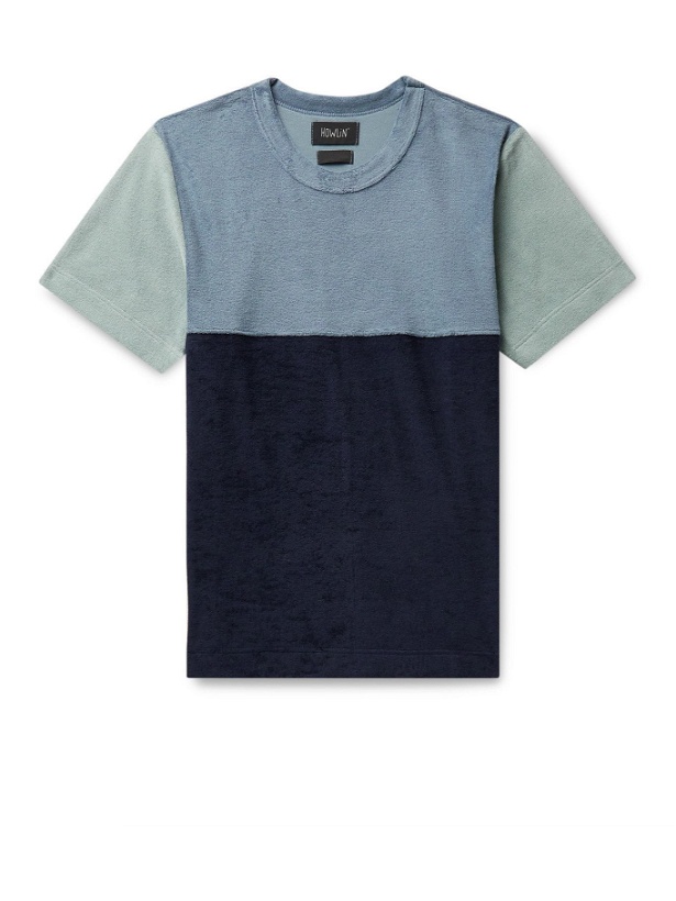 Photo: HOWLIN' - Fantasy Colour-Block Cotton-Blend Terry T-Shirt - Blue