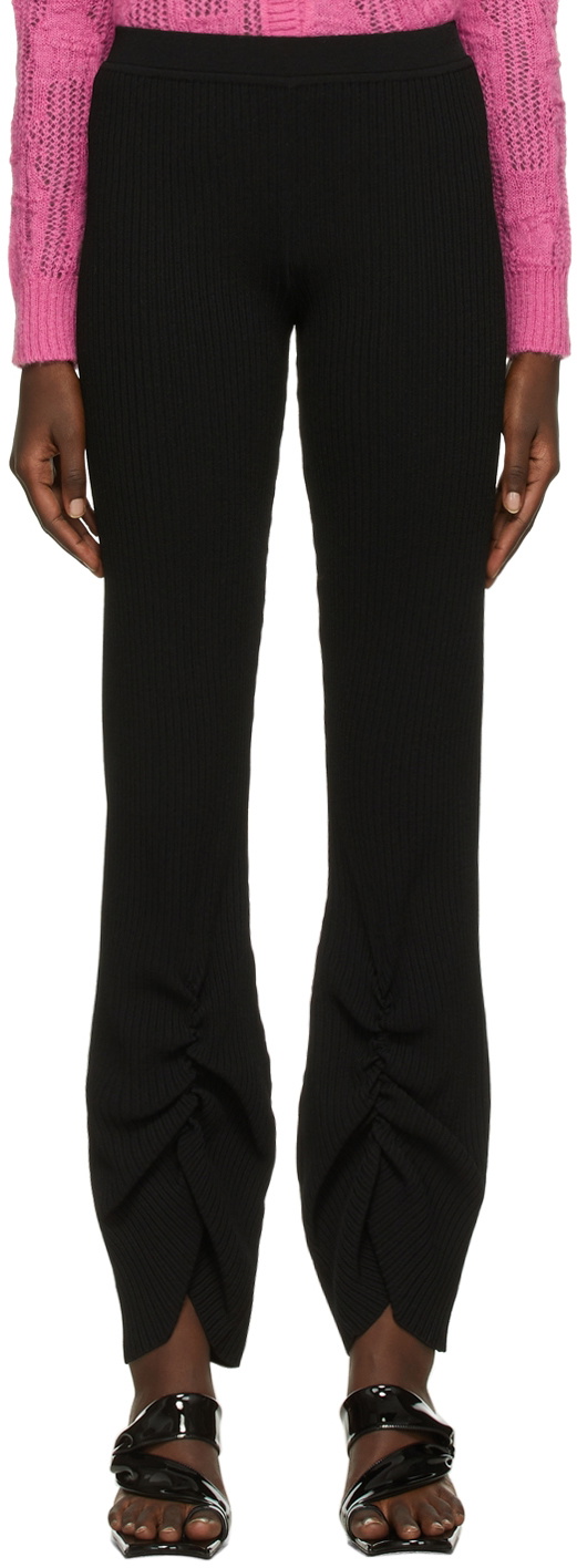 Marco Rambaldi Black Viscose Rib Knit Trousers