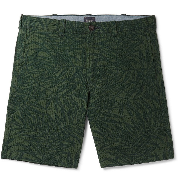Photo: J.Crew - Printed Cotton-Seersucker Shorts - Green