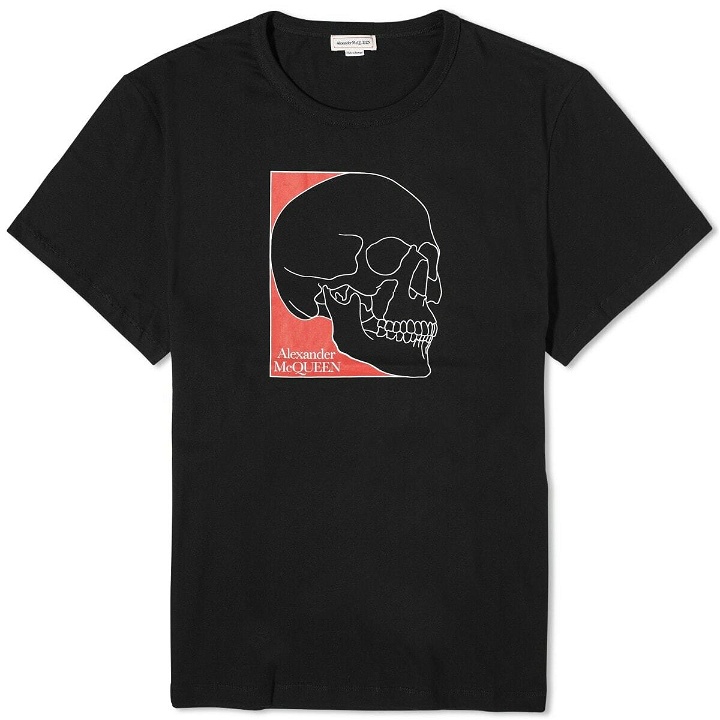 Photo: Alexander McQueen Men's Outline Skull Print T-Shirt in Black/Red