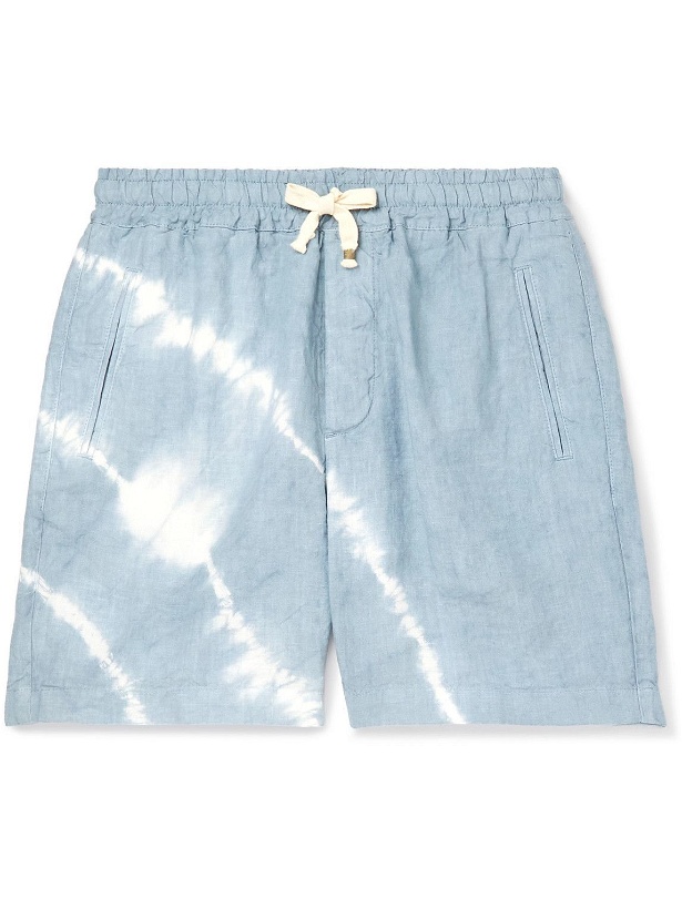 Photo: Altea - Martin Straight-Leg Tie-Dyed Linen Drawstring Shorts - Blue