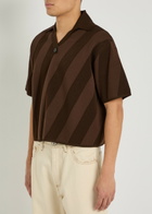 Jacquemus Le Polo Maille Striped Close-knit Polo Shirt Brown