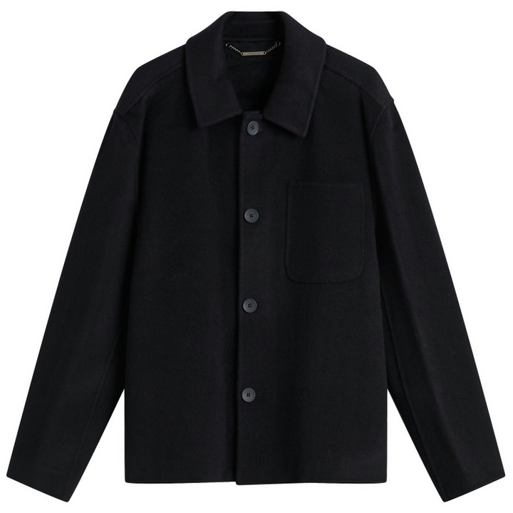 Photo: Percival Men's Double Faced Wool Overshirt in Navy