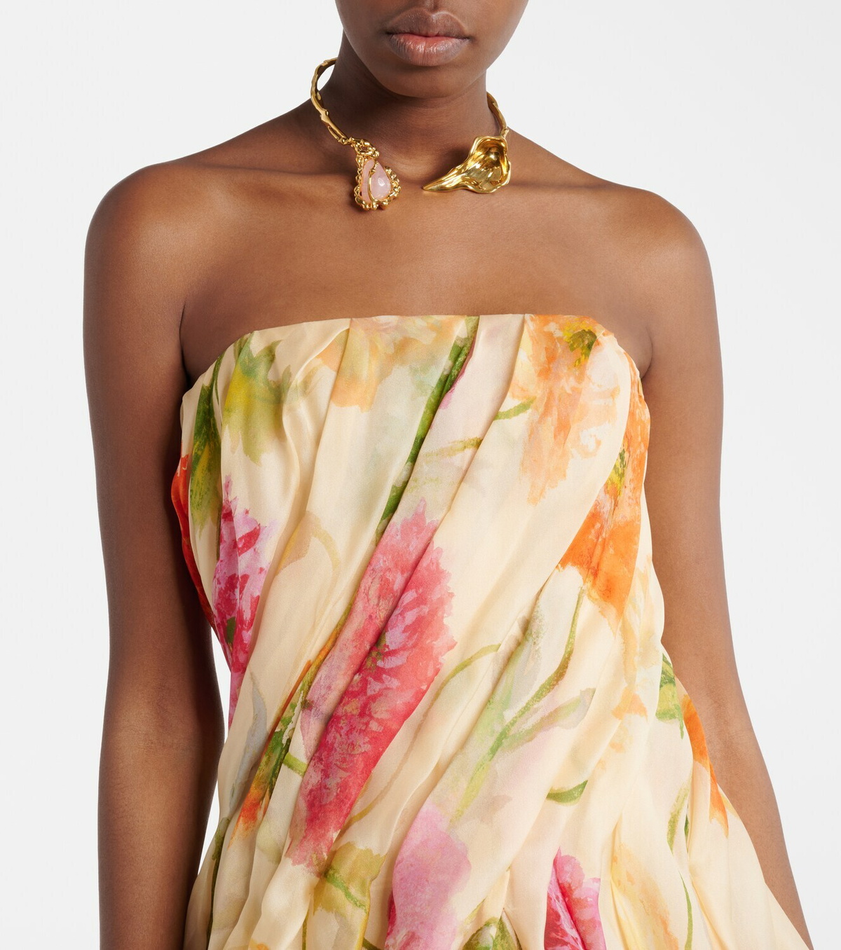 Carolina Herrera Floral silk organza bustier gown