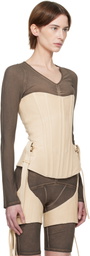 KNWLS Beige Veil Leather Corset
