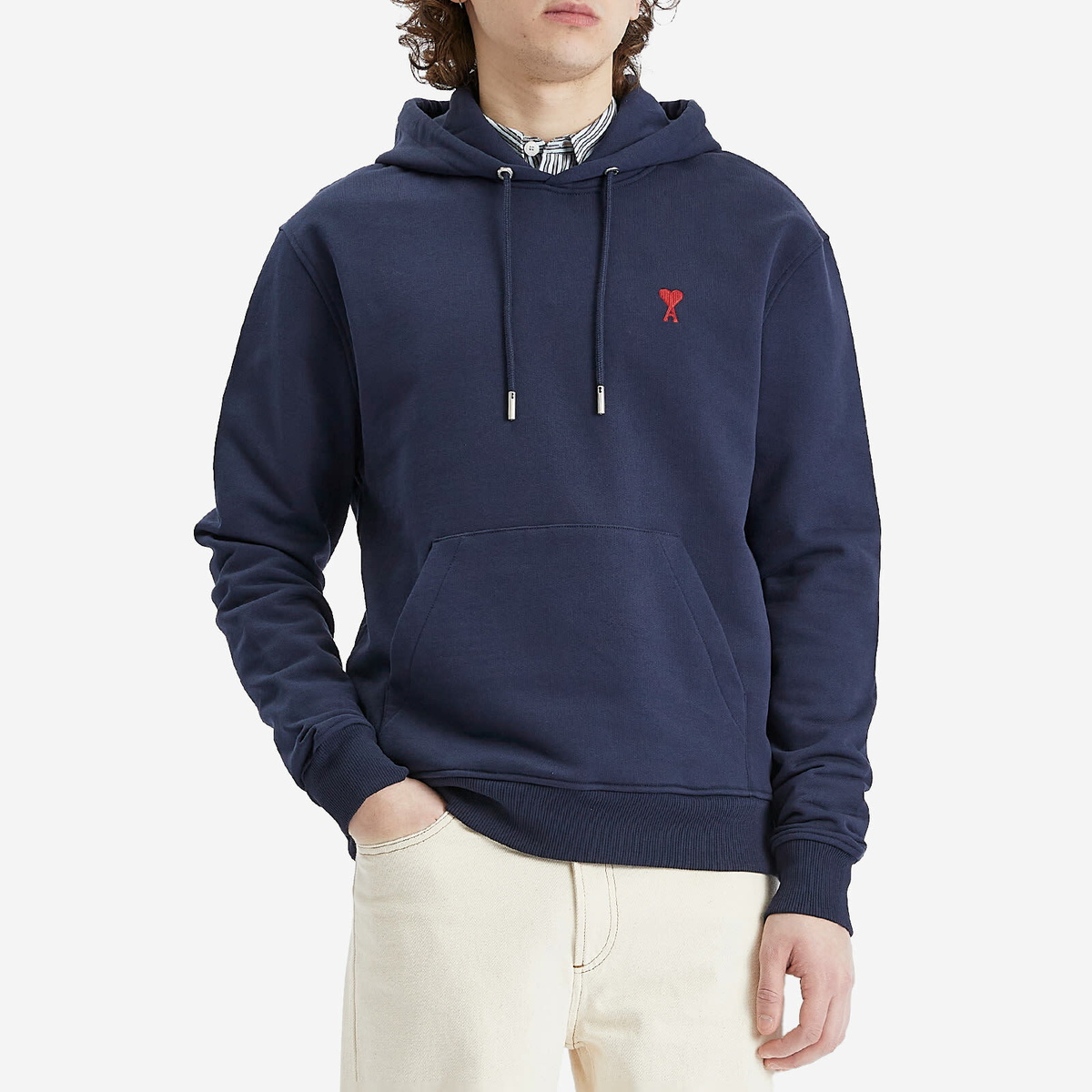 AMI Paris Men's Ami De Coeur Hoodie in Night Blue