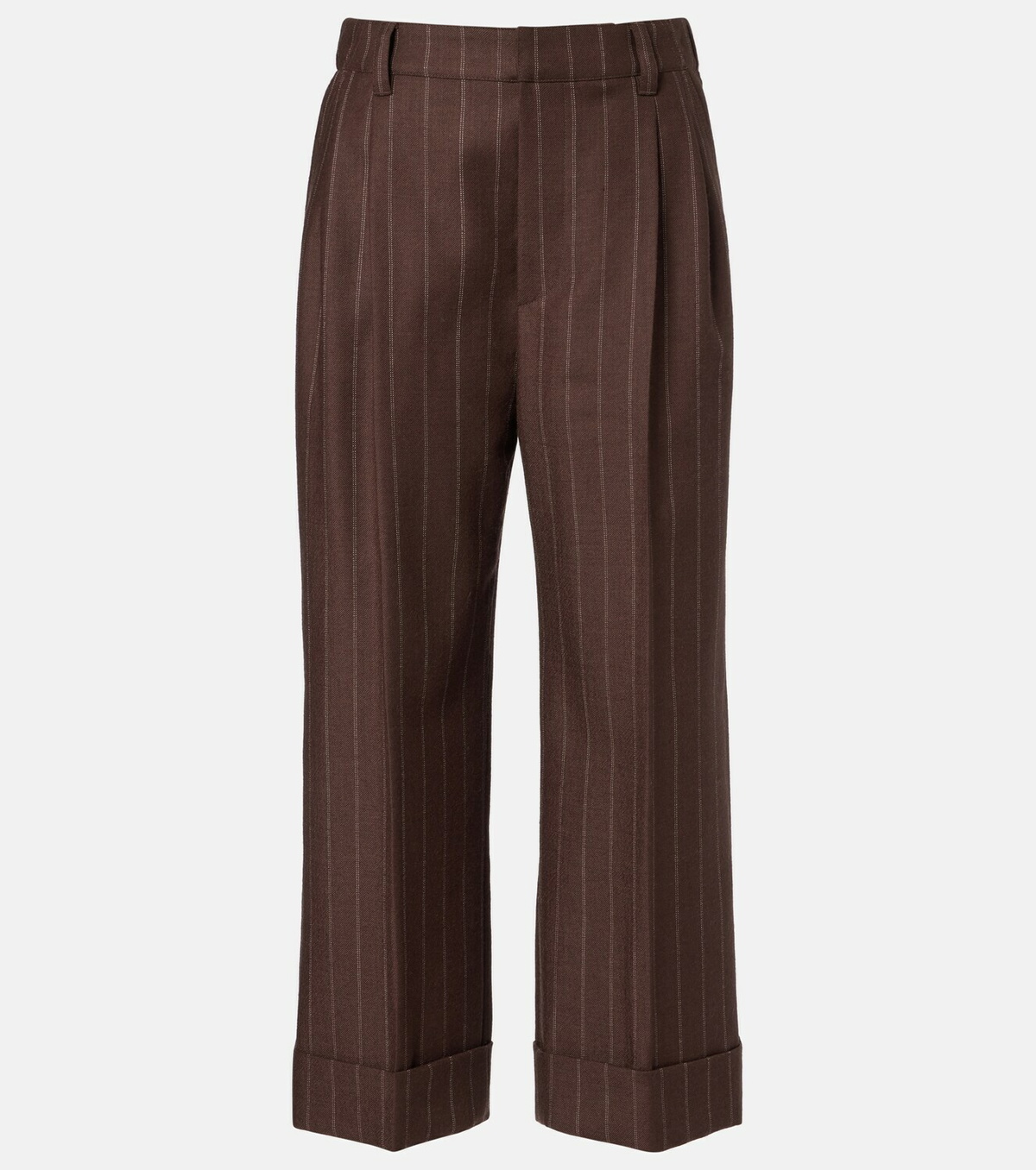 Brunello Cucinelli Chalk stripe wool cropped flared pants