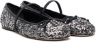 Marc Jacobs Silver & Black 'The Sequin Sabrina' Ballerina Flats