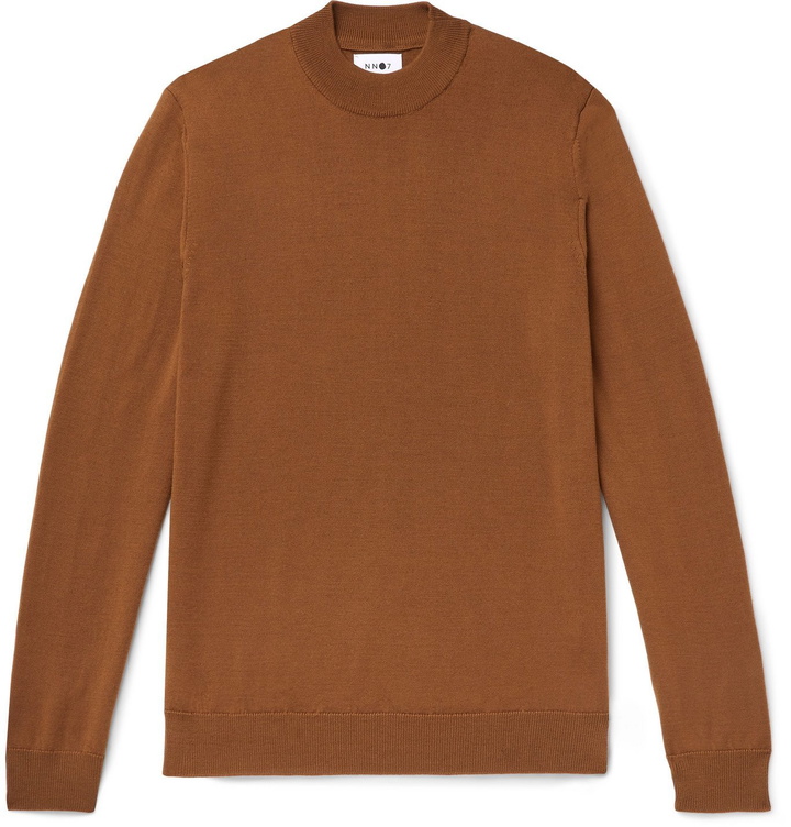 Photo: NN07 - Martin 6328 Wool Mock-Neck Sweater - Brown