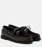 Brunello Cucinelli Monili calf hair-trimmed leather boat shoes