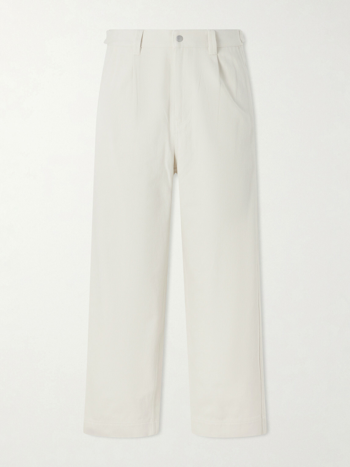 ATON - Wide-Leg Pleated Cotton-Twill Trousers - Neutrals