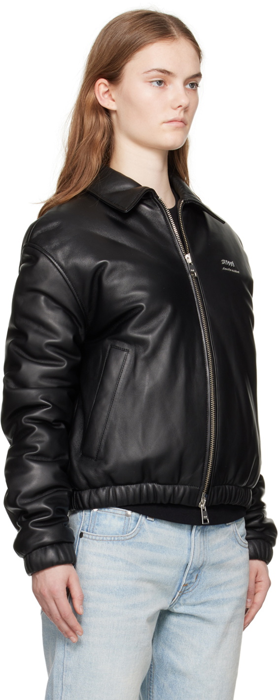 AMI Paris Black Padded Leather Jacket