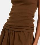 Miu Miu Lace-trimmed pointelle cotton tank top