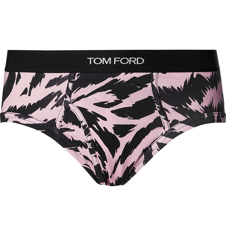 Photo: TOM FORD - Tiger-Print Stretch-Cotton Briefs - Pink
