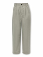 AGOLDE - Slater Straight-Leg Pleated Cotton-Twill Trousers - Neutrals