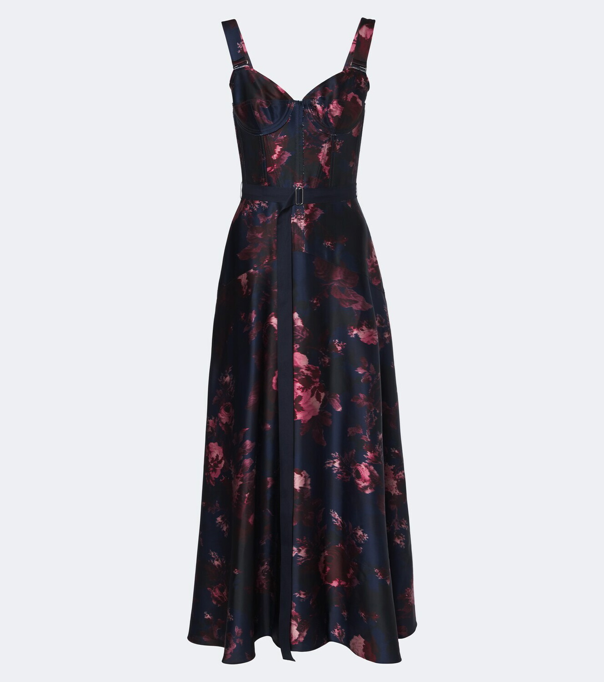 Erdem Belted floral bustier dress