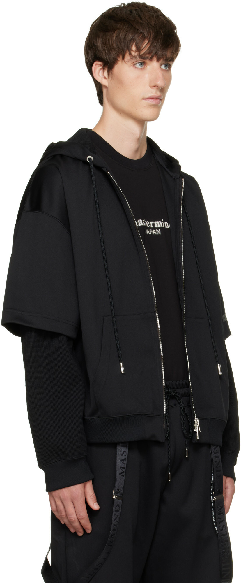 MASTERMIND WORLD Black Layered Zip-Up Hoodie