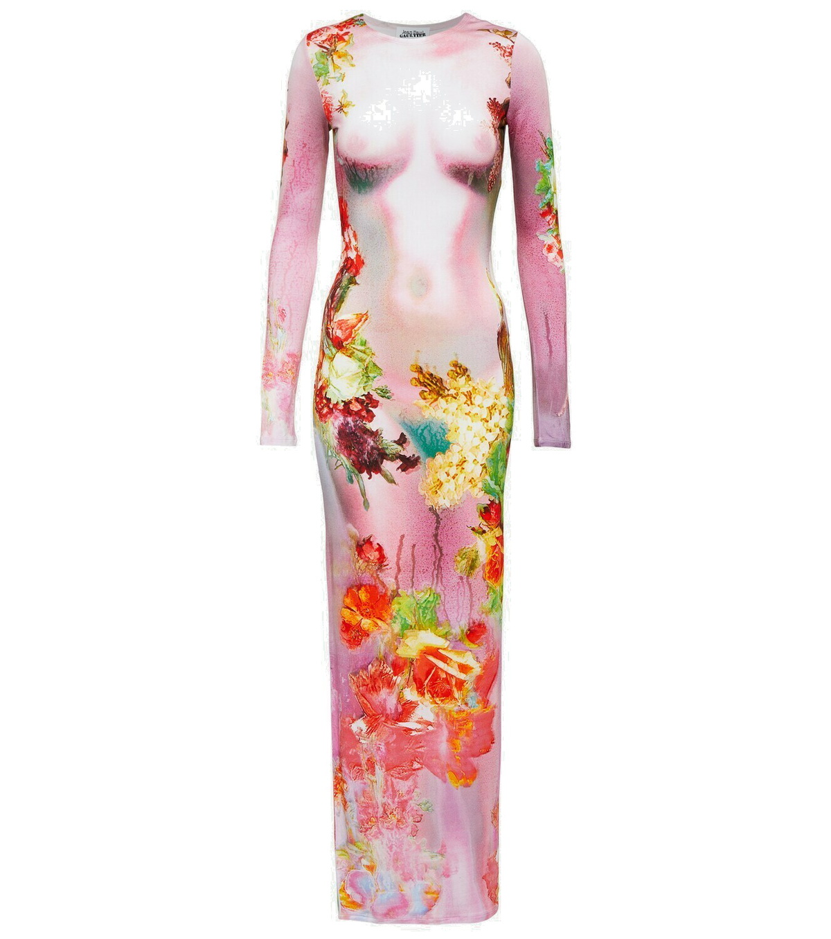 Jean Paul Gaultier Floral trompe l'œil printed maxi dress