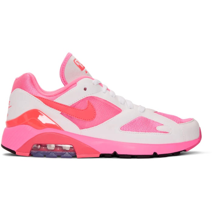 Photo: Comme des Garçons Homme Plus White and Pink Nike Edition Air Max 180 Sneakers 