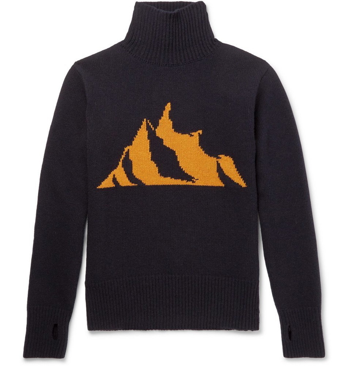 Photo: Oliver Spencer - Talbot Mountain-Intarsia Wool Rollneck Sweater - Men - Navy