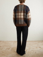 WTAPS - Palmer Logo-Appliquéd Checked Jacquard-Knit Cardigan - Brown