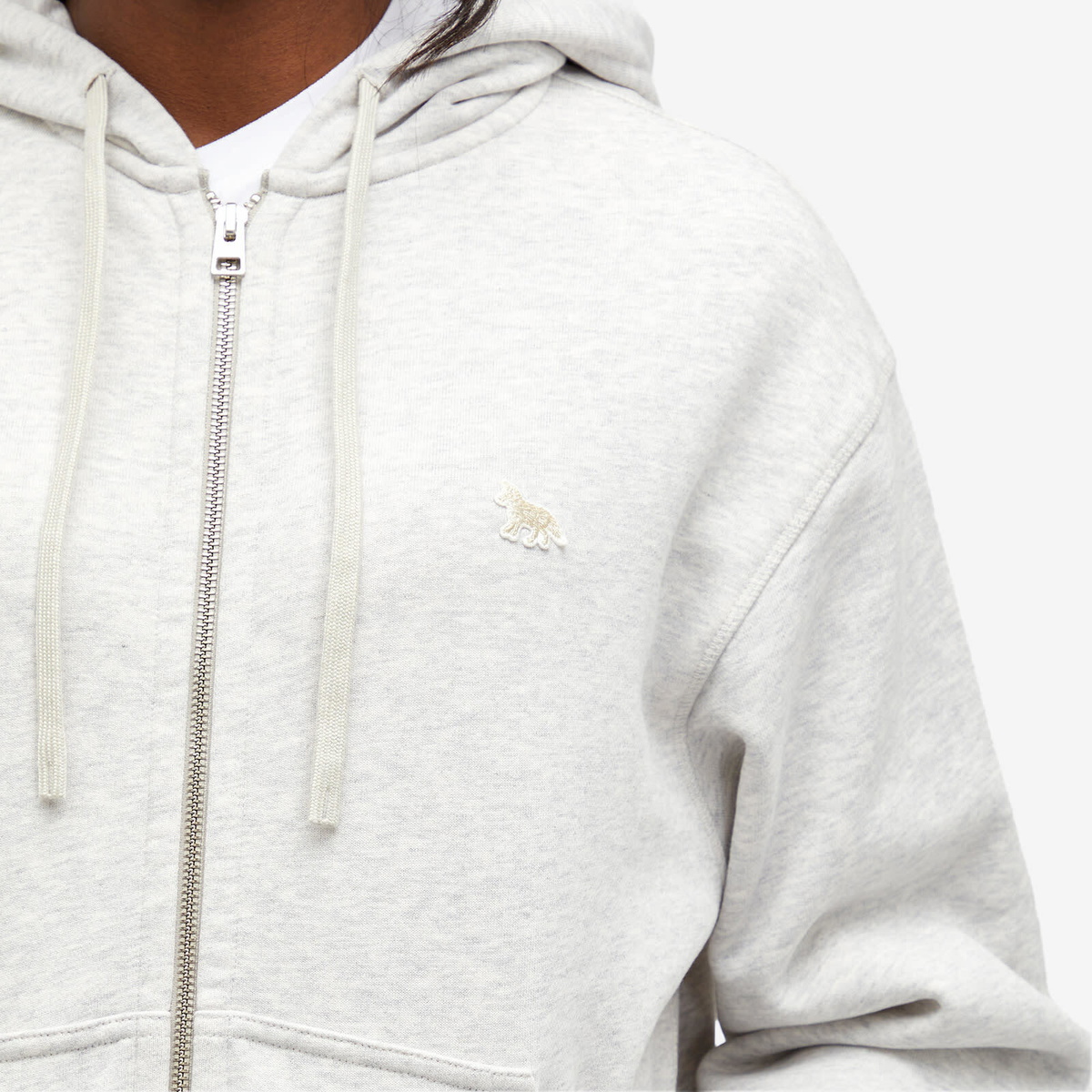Maison Kitsuné Women's Baby Fox Patch Zipped Hoodie in Light