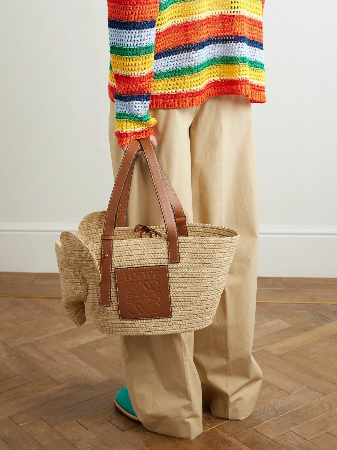 loewe elephant raffia bag