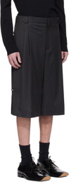 Mugler Gray Pinstripe Pierced Tailored Shorts