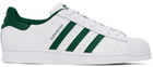 adidas Originals White & Green Superstar Sneakers