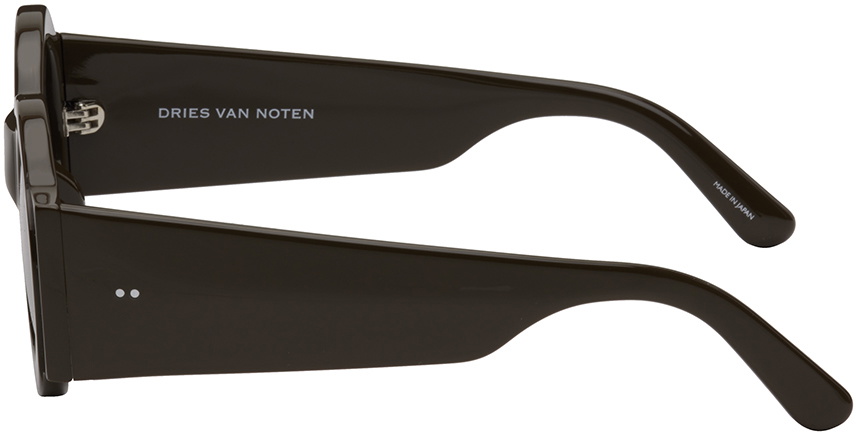 Dries Van Noten SSENSE Exclusive Brown Linda Farrow Edition Circle Sunglasses