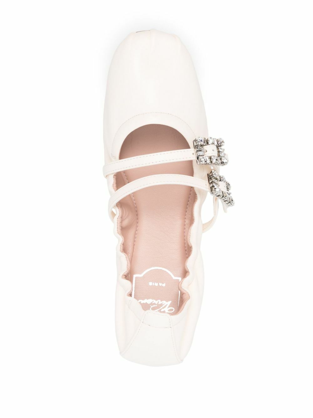 ROGER VIVIER - Mini Strap Strass Leather Ballet Flats Roger