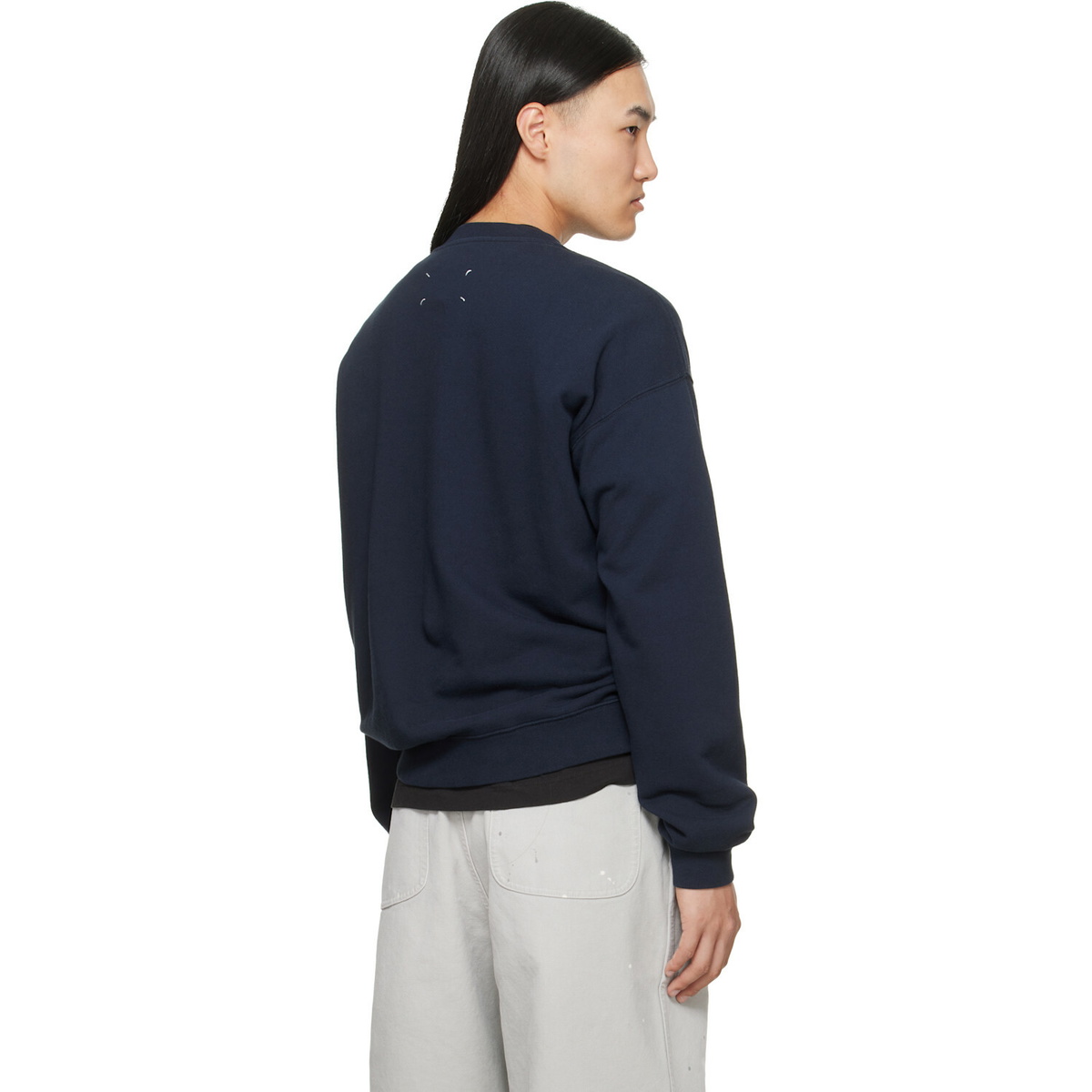 Maison Margiela Navy Double-Layer Cotton Sweatshirt